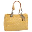 Christian Dior Lady Dior Canage Hand Bag Enamel Yellow Auth 69211