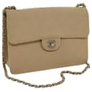 CHANEL Matelasse Chain Turn Lock Shoulder Bag cotton Beige CC Auth bs13037 - Chanel