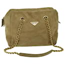PRADA Chain Shoulder Bag Suede Beige Auth 69664 - Prada