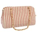 CHANEL Matelasse Chain Shoulder Bag Canvas White Red CC Auth 69059SA - Chanel