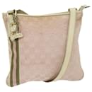 GUCCI GG Canvas Sherry Line Shoulder Bag Khaki Pink 144388 auth 69452 - Gucci