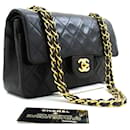 Chanel Classic lined flap 9" Chain Shoulder Bag Black Lambskin