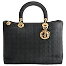 Christian Dior Lady Dior Grande Handtasche aus schwarzem Canvas
