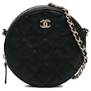 Chanel Black CC Caviar Crossbody com corrente redonda
