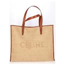 Borsa Cabas grande con logo Celine ricamato in rafia beige - Céline