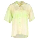 Acne Studios Short Sleeve Button Down Shirt In Lime Green Silk