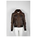 Saint Laurent Aviator Jacket Distressed with Shearling in Brown Leather