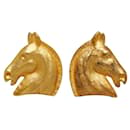 Hermes Pferdekopf Ohrringe Metall Ohrringe in gutem Zustand - Hermès