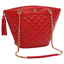 GIVENCHY Bolsa de ombro com corrente acolchoada em couro vermelho Auth yk11347 - Givenchy