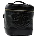 CHANEL COCO Mark Vanity Cosmetic Pouch Patent leather Black CC Auth bs13357 - Chanel