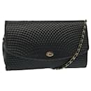 BALLY Quilted Chain Shoulder Bag Leather Black Auth mr016 - Bally
