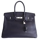 Hermes Birkin 35 dark blue bag - Hermès