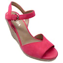 Prada Pink Suede Espadrille Wedge Sandals - Autre Marque