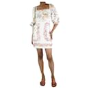 White puff-sleeved embroidered floral dress - size XS - Autre Marque