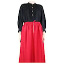 Black pleated ruffle-trimmed blouse - size UK 10 - Chloé