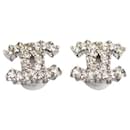 Silver bejewelled CC earrings - Chanel