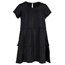 Joseph Tiered Mini Dress in Black Silk Cotton