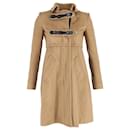 Burberry Buckled Strap Zipped Coat in Brown Wool
