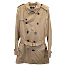 Burberry Mittellanger Kensington Heritage Trenchcoat aus beiger Baumwolle