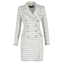 Balmain Striped lined-Breasted Coat in Cream Cotton
