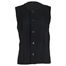 Issey Miyake Ribbed Knit Vest in Black Polyester