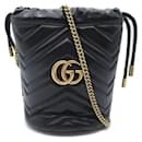 Gucci Leather GG Marmont Mini Bucket Bag Leather Crossbody Bag 575163 in Good condition