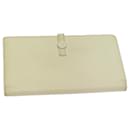 CHANEL COCO Mark Long Wallet Leather Cream CC Auth ep3883 - Chanel