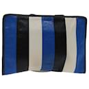 BALENCIAGA Clutch Bag Leather Black Blue white 443658 Auth bs13253 - Balenciaga