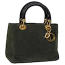 Christian Dior Lady Dior Canage Hand Bag Nylon Khaki Auth bs13361