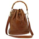 GUCCI Bamboo Shoulder Bag Leather 2way Brown Auth 70147 - Gucci