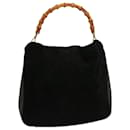 GUCCI Bamboo Hand Bag Suede Black 001 1998 1577 Auth bs13101 - Gucci