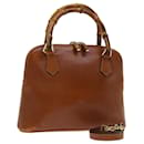 GUCCI Bamboo Hand Bag Leather 2way Brown 000 2865 0290 Auth ep3763 - Gucci