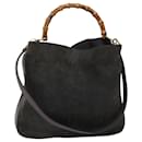 GUCCI Bamboo Shoulder Bag Suede Leather 2way Gray 001 1577 Auth ki4291 - Gucci