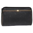 Christian Dior Honeycomb Canvas Clutch Bag PVC Leather Black Auth yk11503
