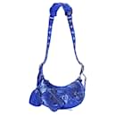Balenciaga Metallized Le Cagole XS Shoulder Bag in Blue Lambskin Leather
