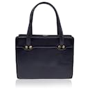 Vintage Schwarze Leder Top Griffe Tasche Handtasche Satchel - Gucci