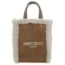Jimmy Choo Suede Mini N/s Shearling Tote Bag Suede Handbag MININSTOTEDHA in Excellent condition