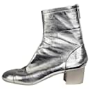 Silberne Stiefel mit Reißverschluss hinten - Größe EU 41.5 - Chanel