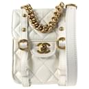 Chanel White Mini Quilted calf leather City School Flap