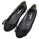 CHANEL SHOES BALLERINAS WITH BOW LOGO CC G27029 35.5 BLACK CANVAS SHOES - Chanel