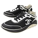 CHAUSSURES CHANEL BASKETS LOGO CC G34764 45 TOILE BICOLORE SNEAKERS SHOES - Chanel