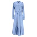 Gabriela Hearst Meyer – Plissiertes Hemdblusenkleid mit Gürtel aus blauer Baumwolle