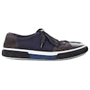 Prada Lace Up Sneakers in Navy Blue Canvas
