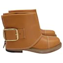 Alexander McQueen Cuff Boots In Brown Leather - Alexander Mcqueen