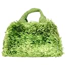 Prada Raffia Grass Tote Bag in Green Canvas