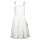Maje Pleated Ribbed-Knit Dress in White Polyamide