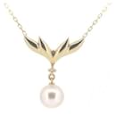 Mikimoto 18K Pearl Diamond Necklace Metal Necklace in Excellent condition