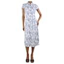 Blue short-sleeved printed midi dress - size UK 6 - Reformation
