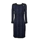 Superbe robe en tweed Lesage avec des boutons hexagonaux CC. - Chanel