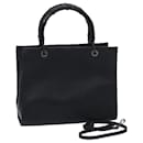 GUCCI Bamboo Hand Bag Leather 2way Black 002 1016 Auth ep3862 - Gucci